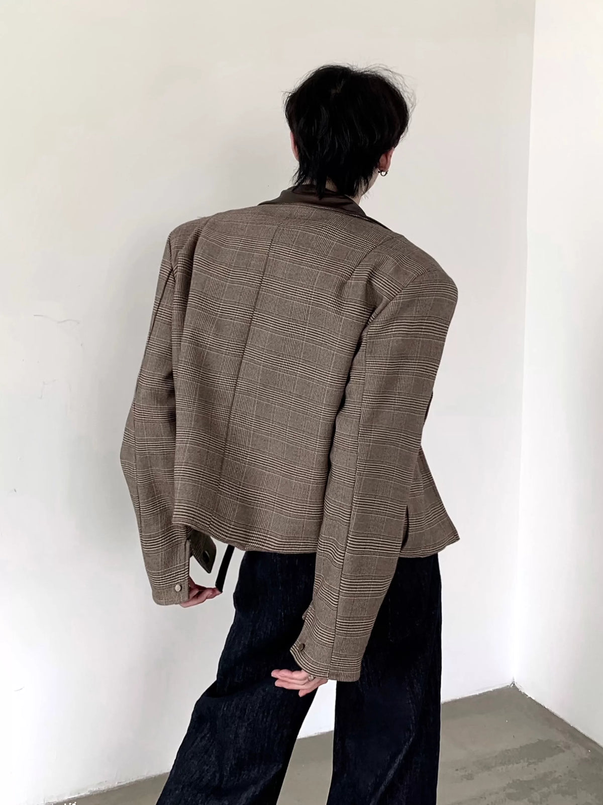 Houndstooth Sculpted-Shoulder Jacket product view 5