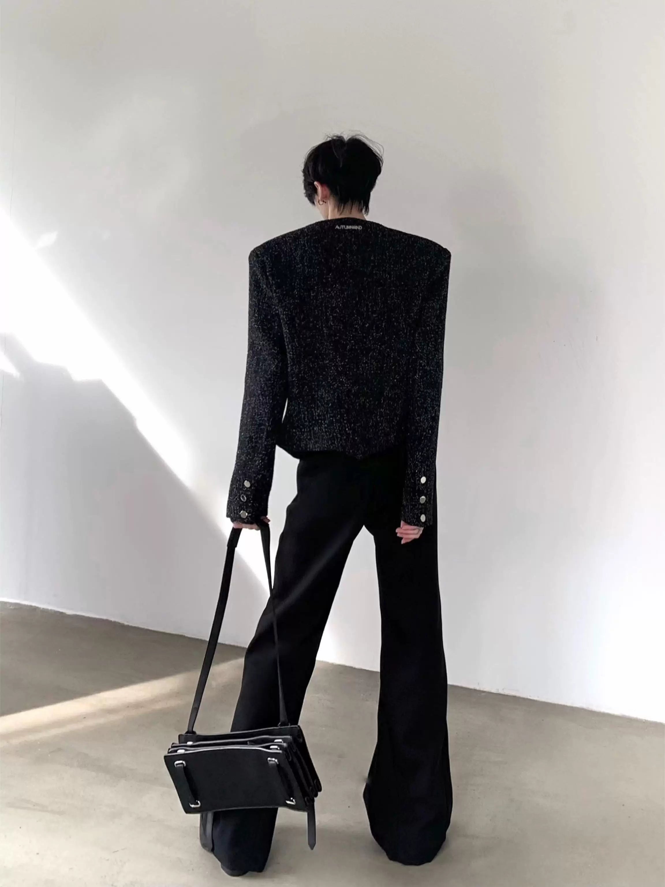 Shimmered Collarless Structured Jacket product view 4