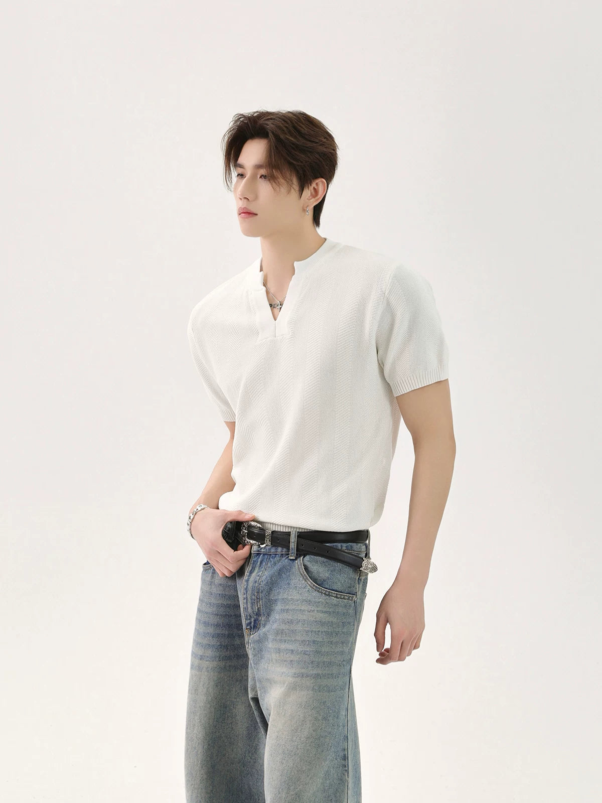 V-Neck Knit T-Shirt product view 4