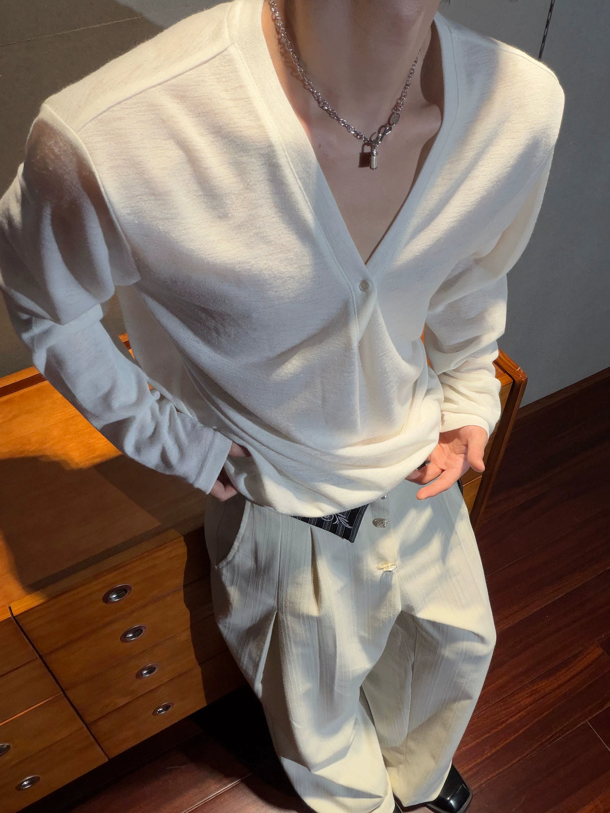 Airy Deep V-Neck Long-Sleeve Top product view 4