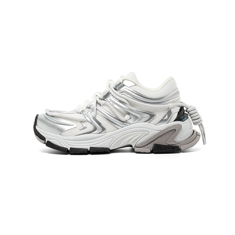 Silver Sculpted-Panel Chunky Runner Sneakers product view 5