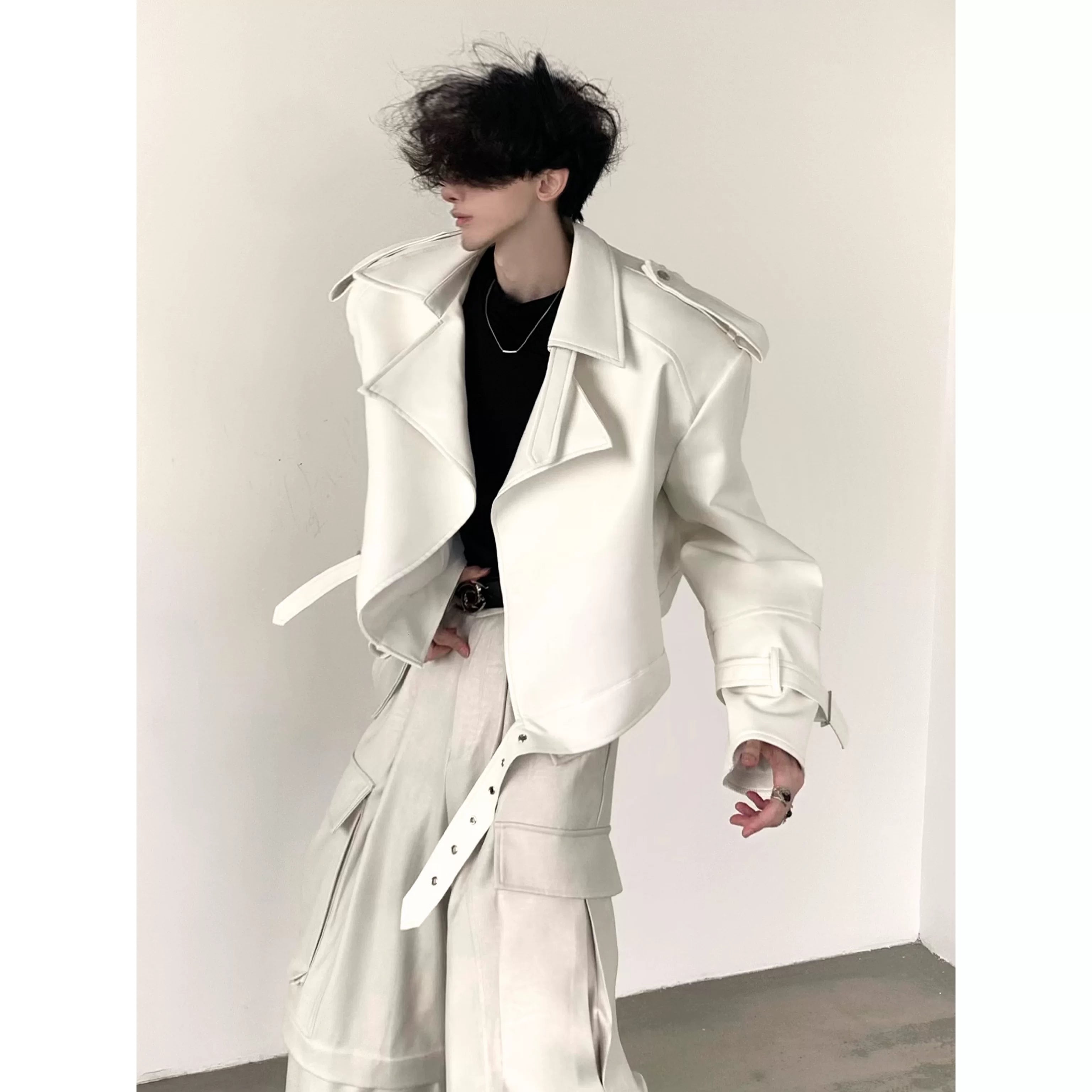 Sculpted White Moto Jacket product view 5