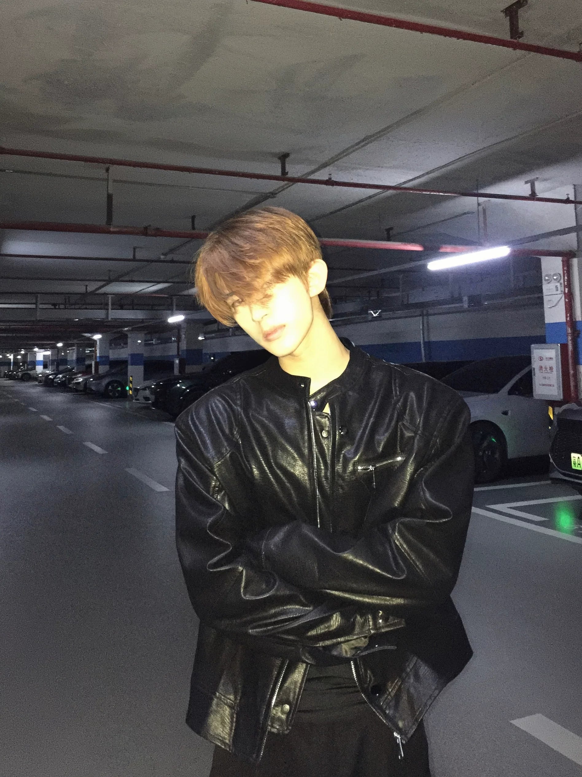 Padded-Shoulder Faux-Leather Jacket product view 6
