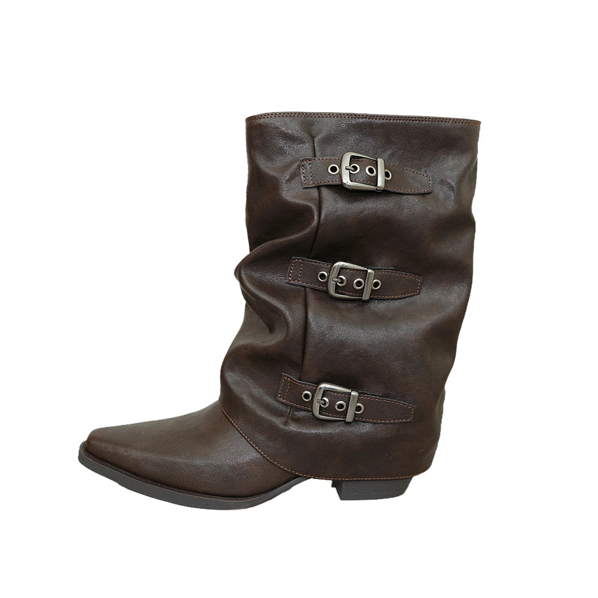 Triple-Buckle Slouch Mid-Calf Boots product view 2