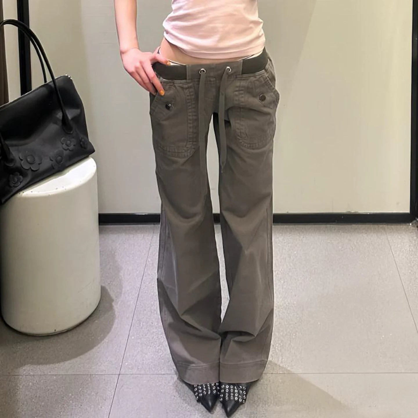 Low-Rise Cargo Wide-Leg Pants product view 6