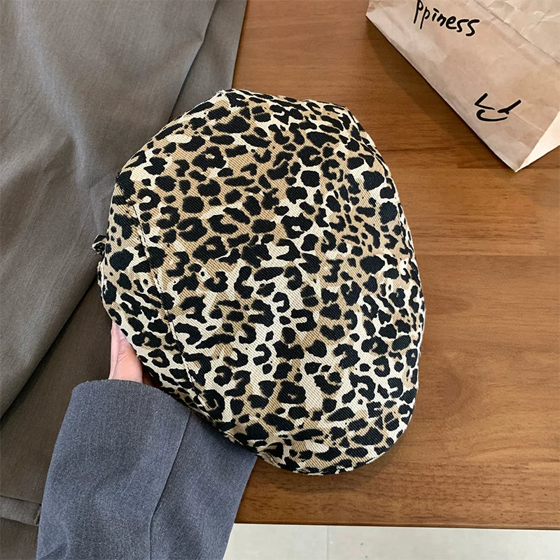Leopard-Print Newsboy Cap product view 6