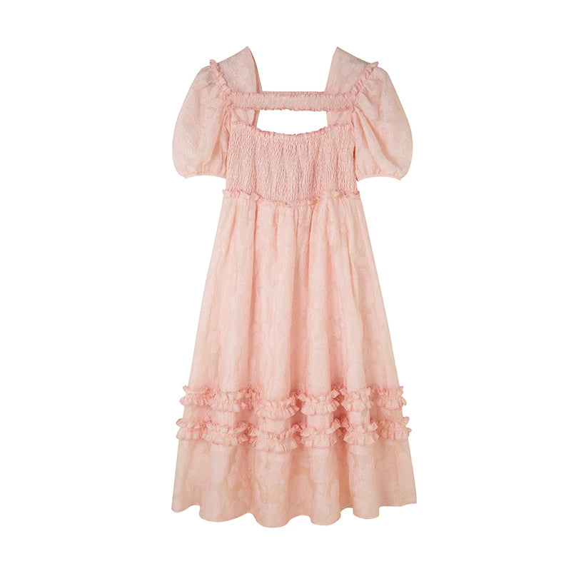Floral Embroidered Square-Neck Midi Dress product view 5