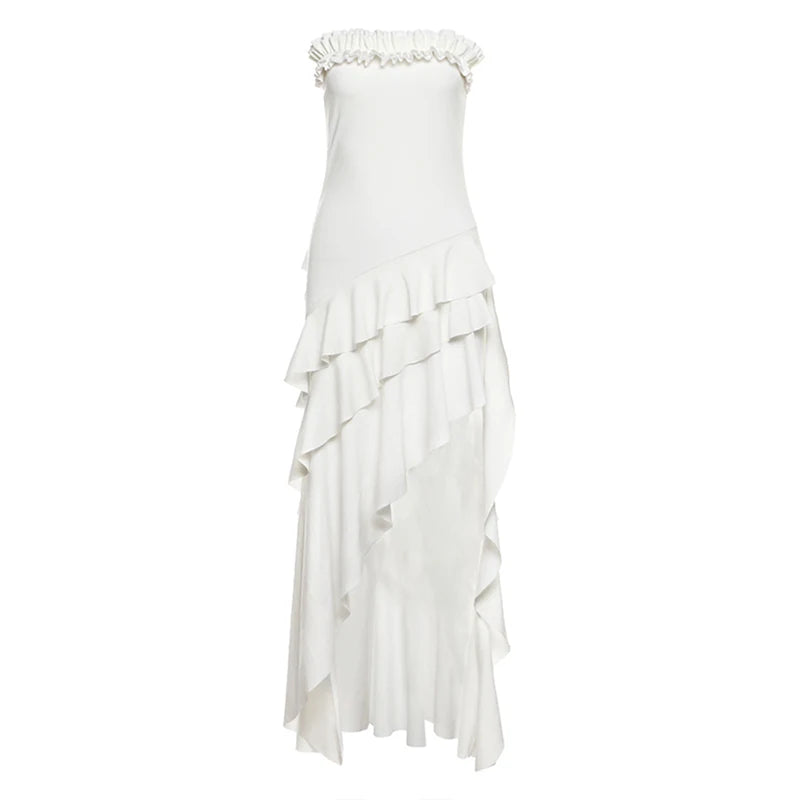 Ruffled Strapless Slit Maxi Dress product view 6