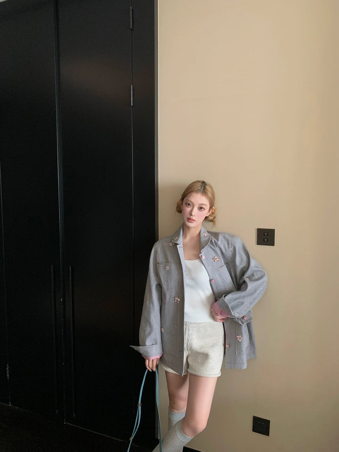 Striped Oversized Denim Jacket product view 4