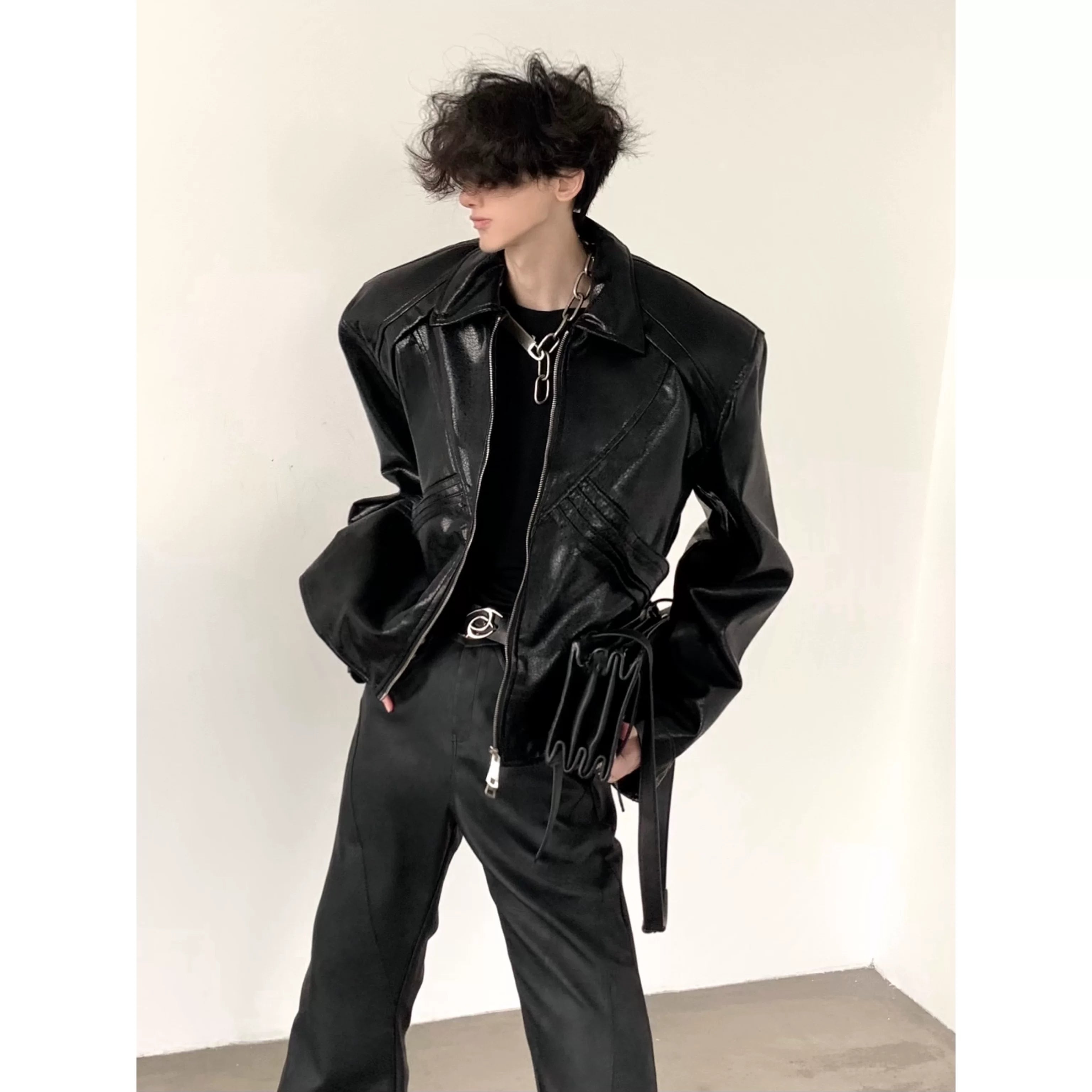 Structured Faux-Leather Moto Jacket product view 5