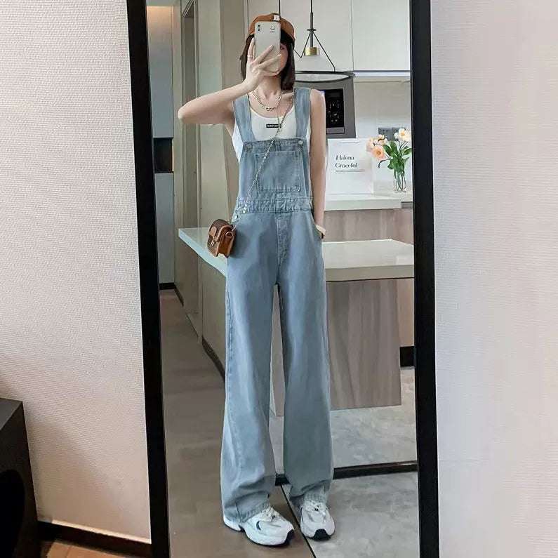 Utility Denim Wide-Leg Overalls product view 6