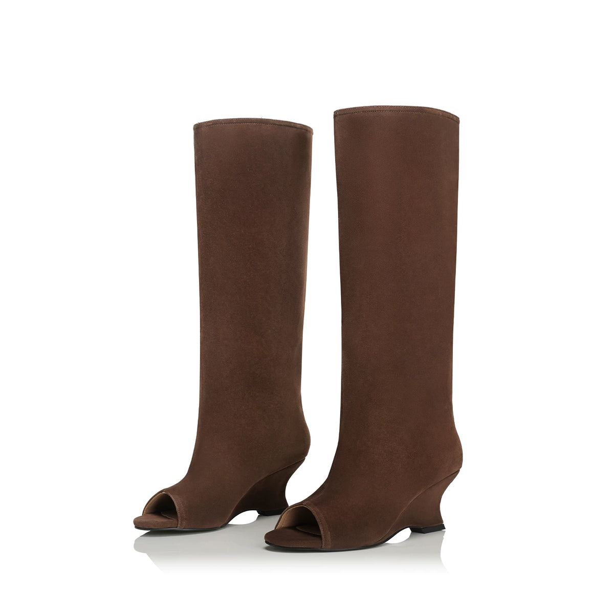 Peep-Toe Wide-Shaft Wedge Boots product view 2