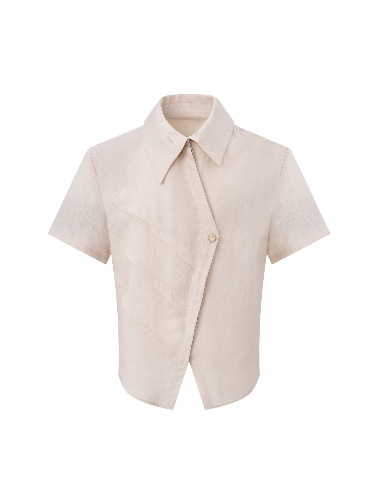 Asymmetric Fold-Collar Short-Sleeve Shirt product view 5