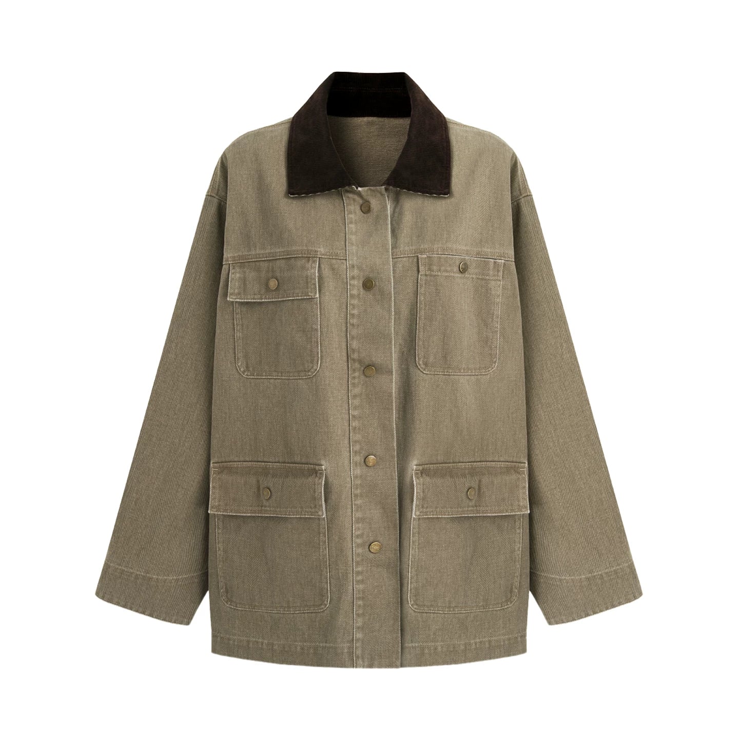 Contrast-Collar Oversized Denim Jacket product view 5