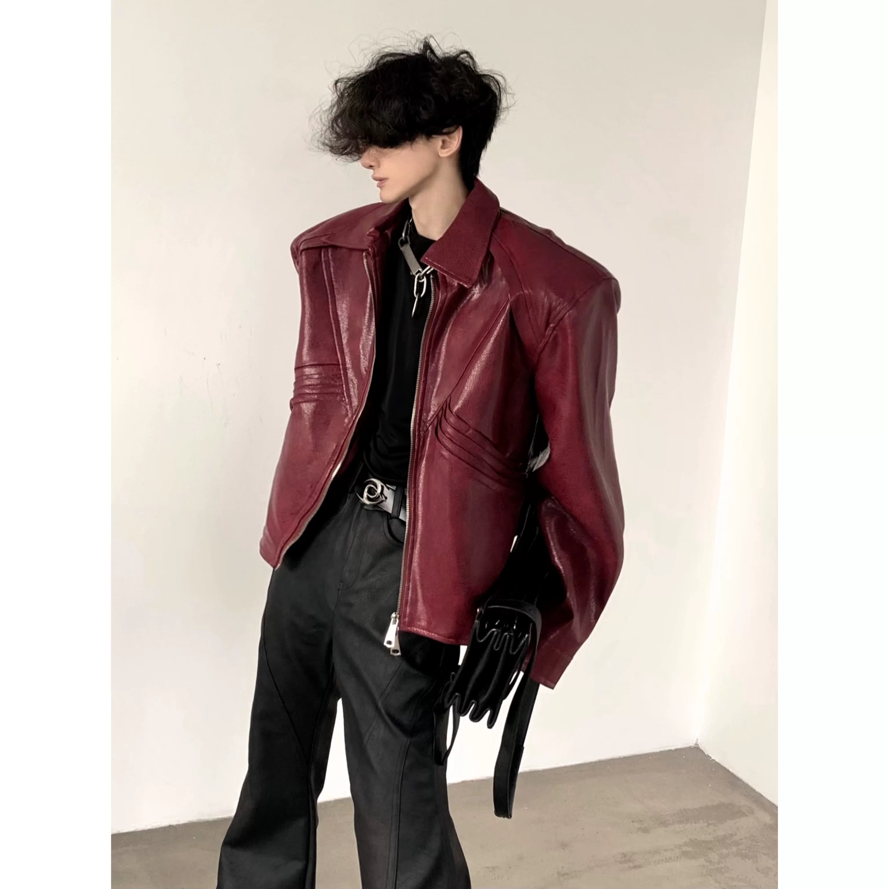 Structured Faux-Leather Moto Jacket product view 6