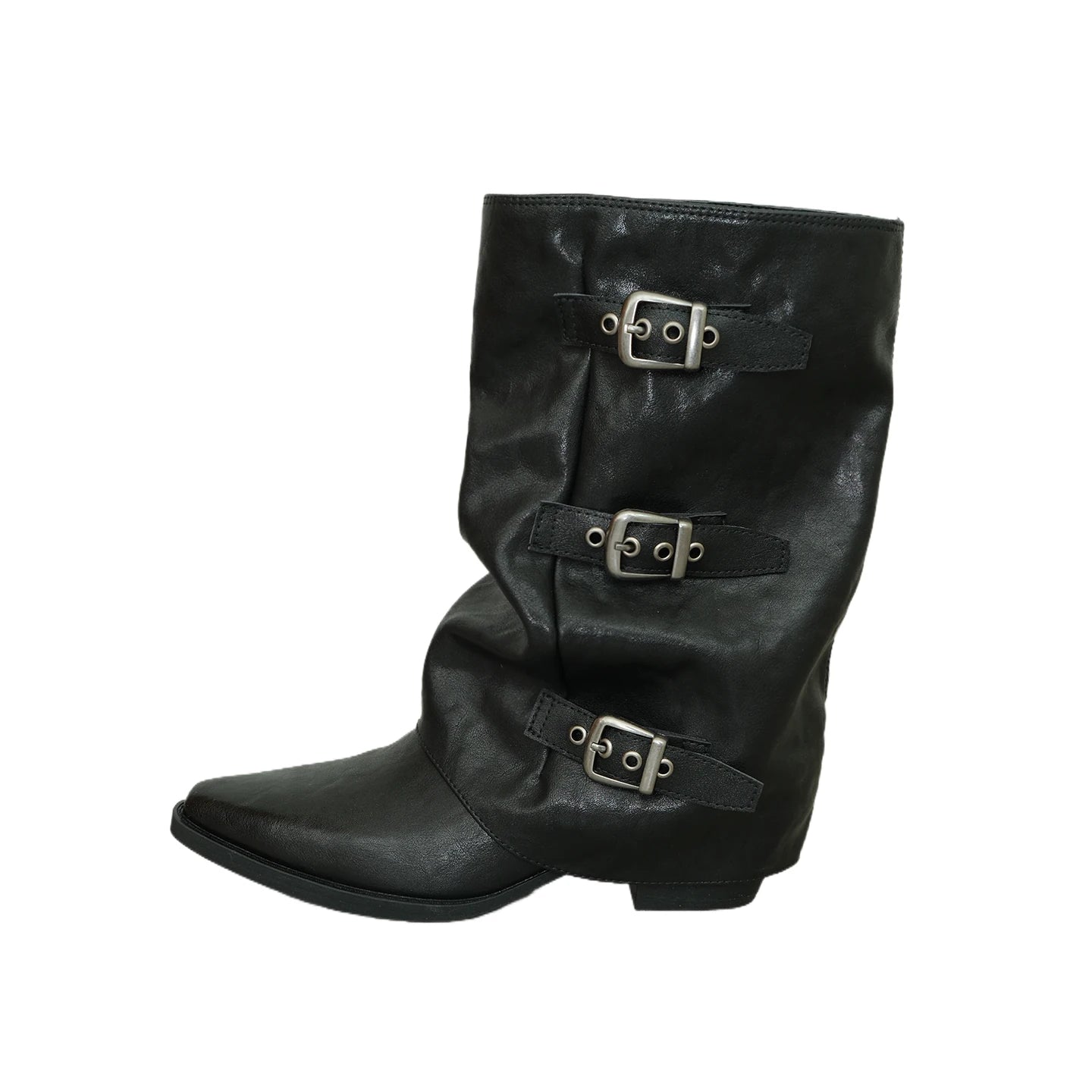 Triple-Buckle Slouch Mid-Calf Boots product view 1