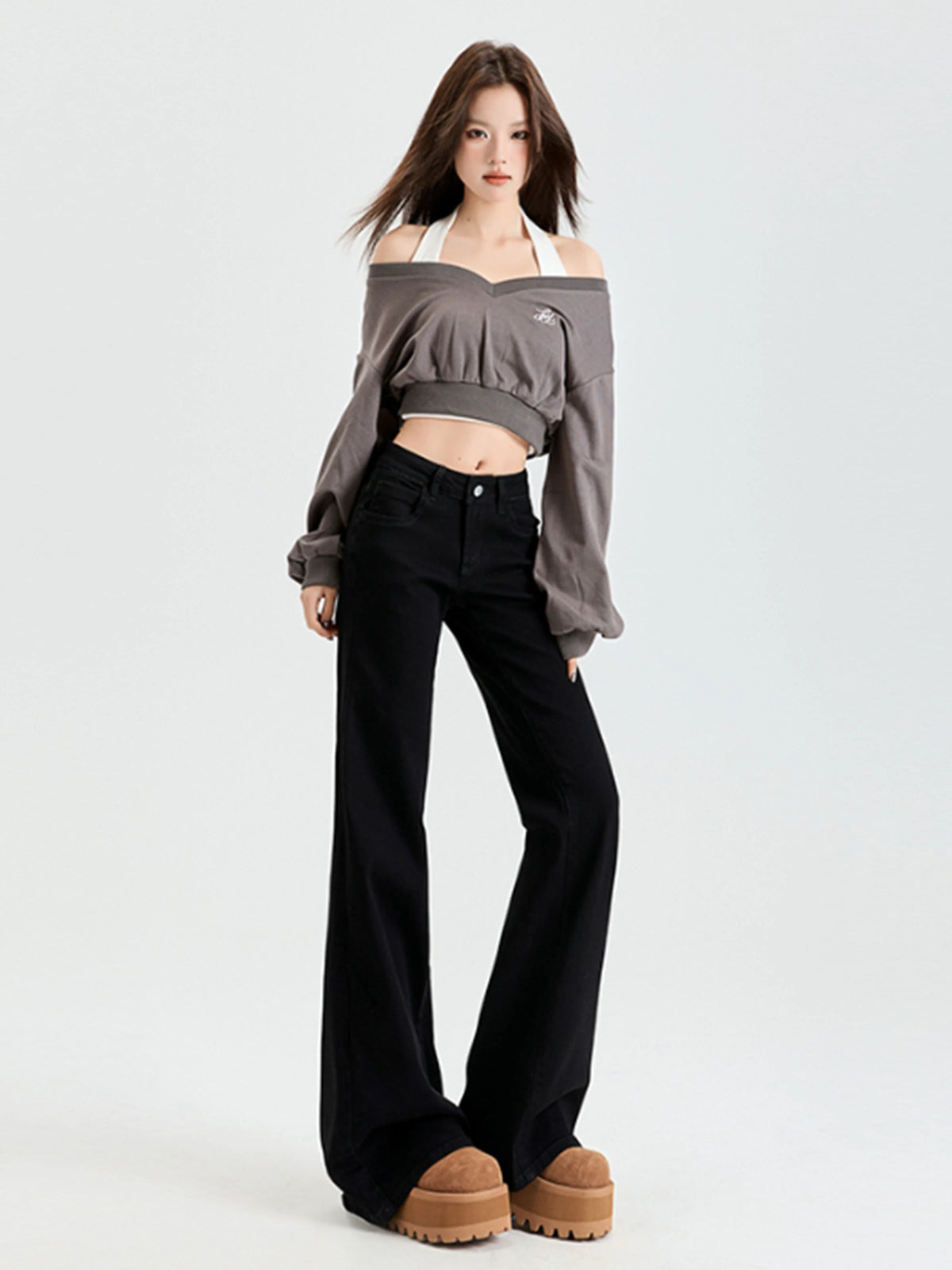 Low-Rise Flared Jeans product view 3