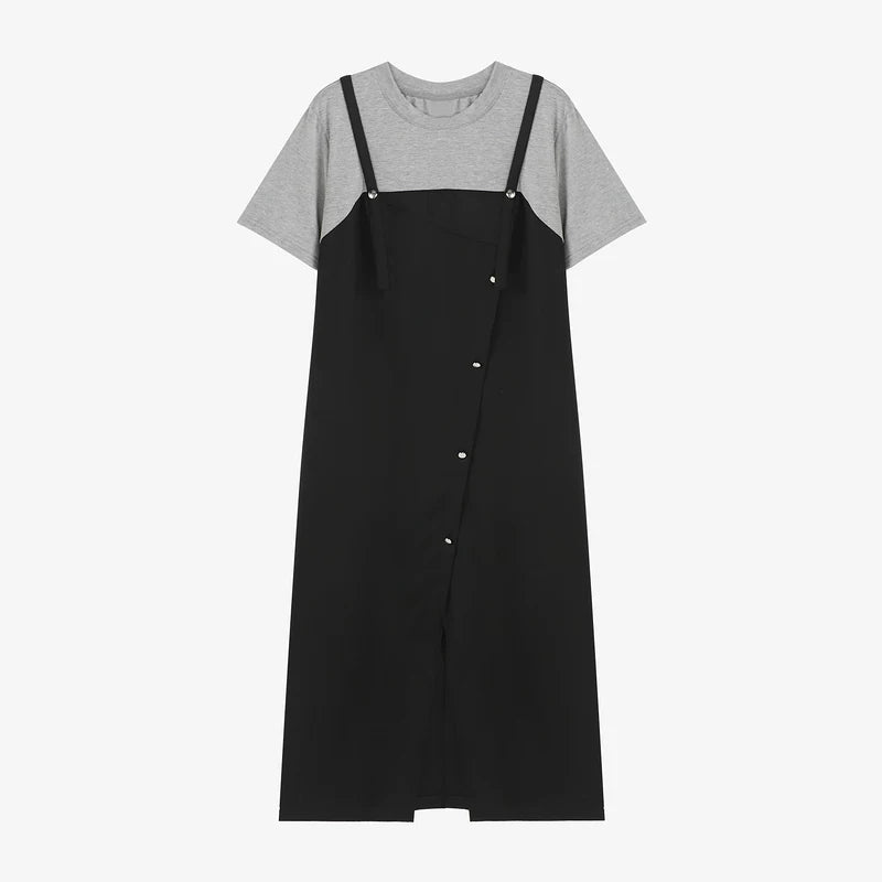 Layered Tee Pinafore Midi Dress product view 7