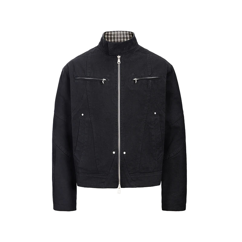 Check-Collar Canvas Harrington Jacket product view 1