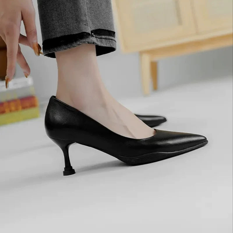 Soft-Leather Point-Toe Kitten Heels product view 9