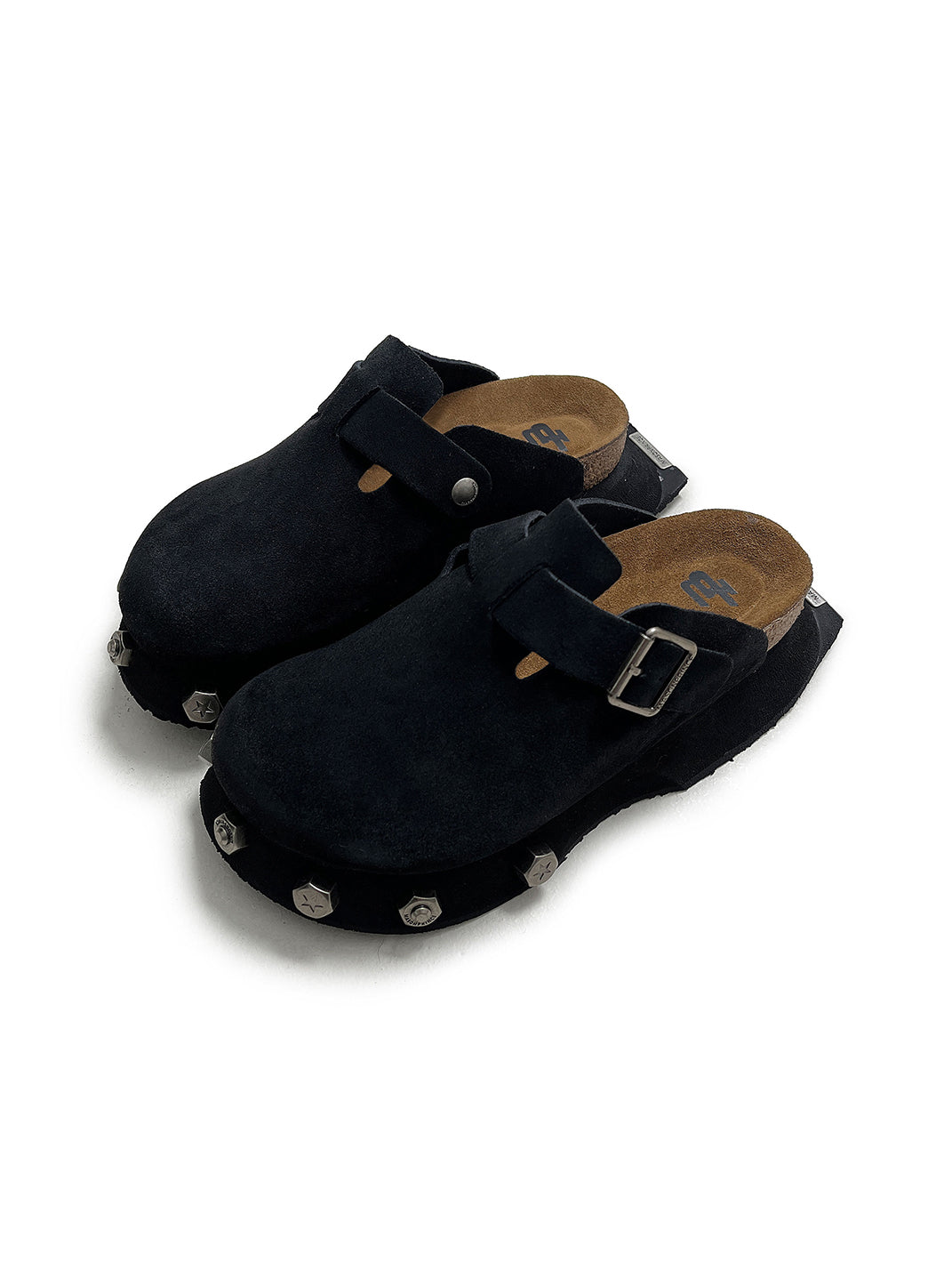 Frosted-Suede Thick-Sole Buckle Clogs - View 7