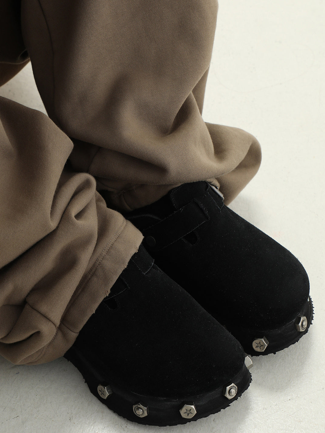 Frosted-Suede Thick-Sole Buckle Clogs - View 9