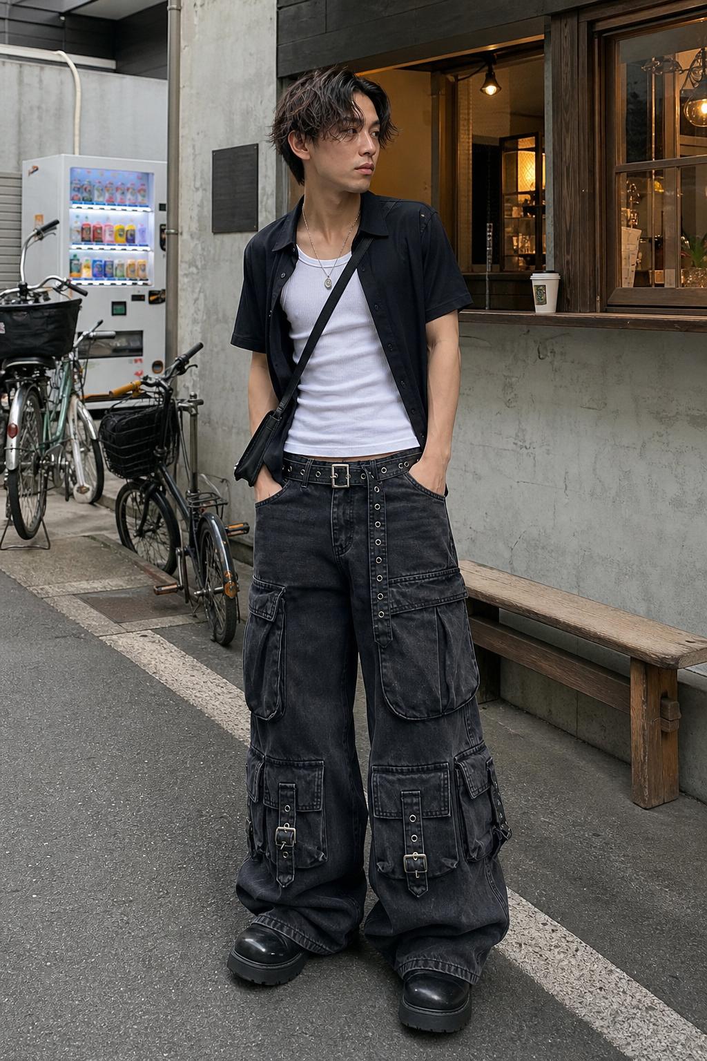 Men's Multi-Pocket Washed Wide-Leg Cargo Jeans UGC showcase 2