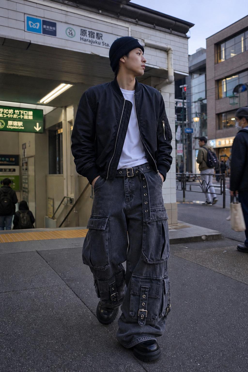 Men's Multi-Pocket Washed Wide-Leg Cargo Jeans UGC showcase 5