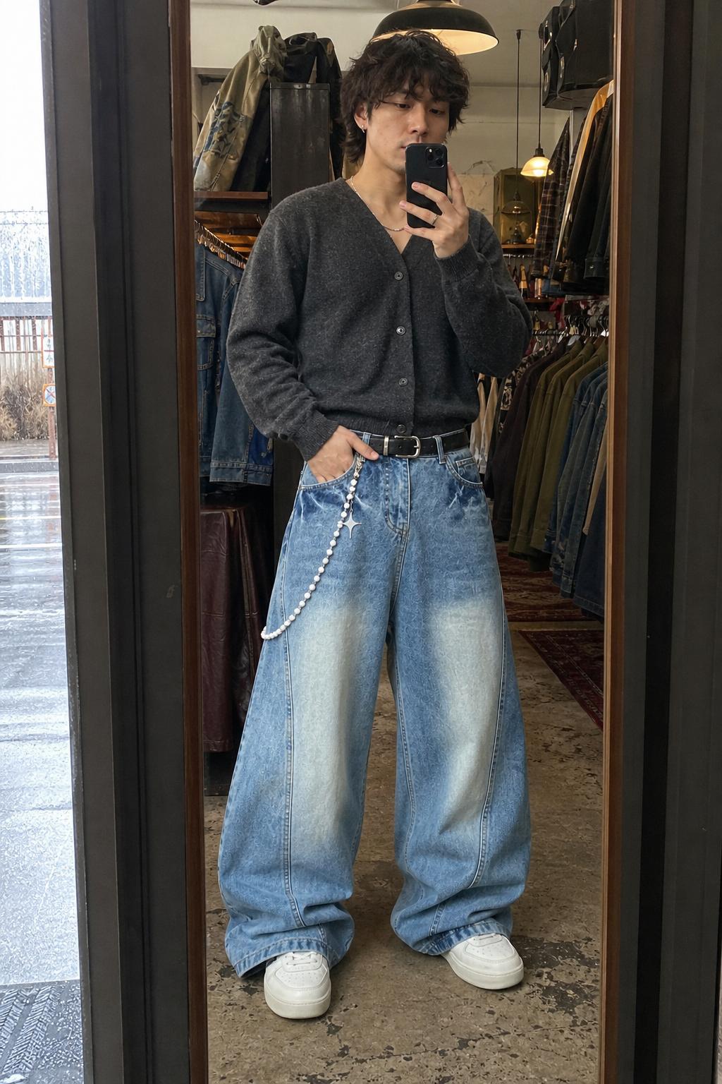 Men's Washed Wide-Leg Jeans UGC showcase 3