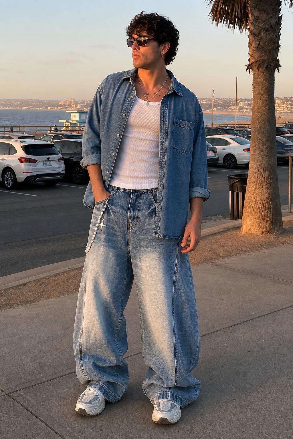 Men's Washed Wide-Leg Jeans UGC showcase 4