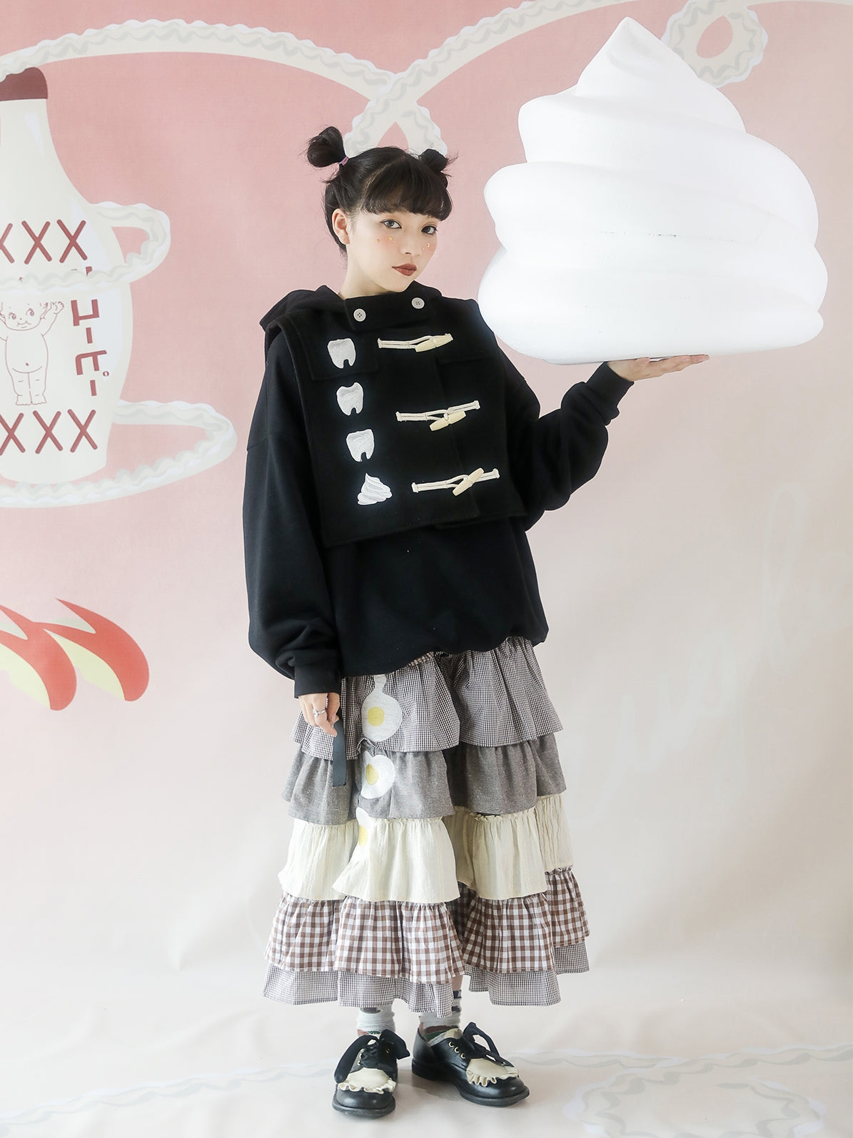 Gingham Tiered Egg Ruffle Skirt