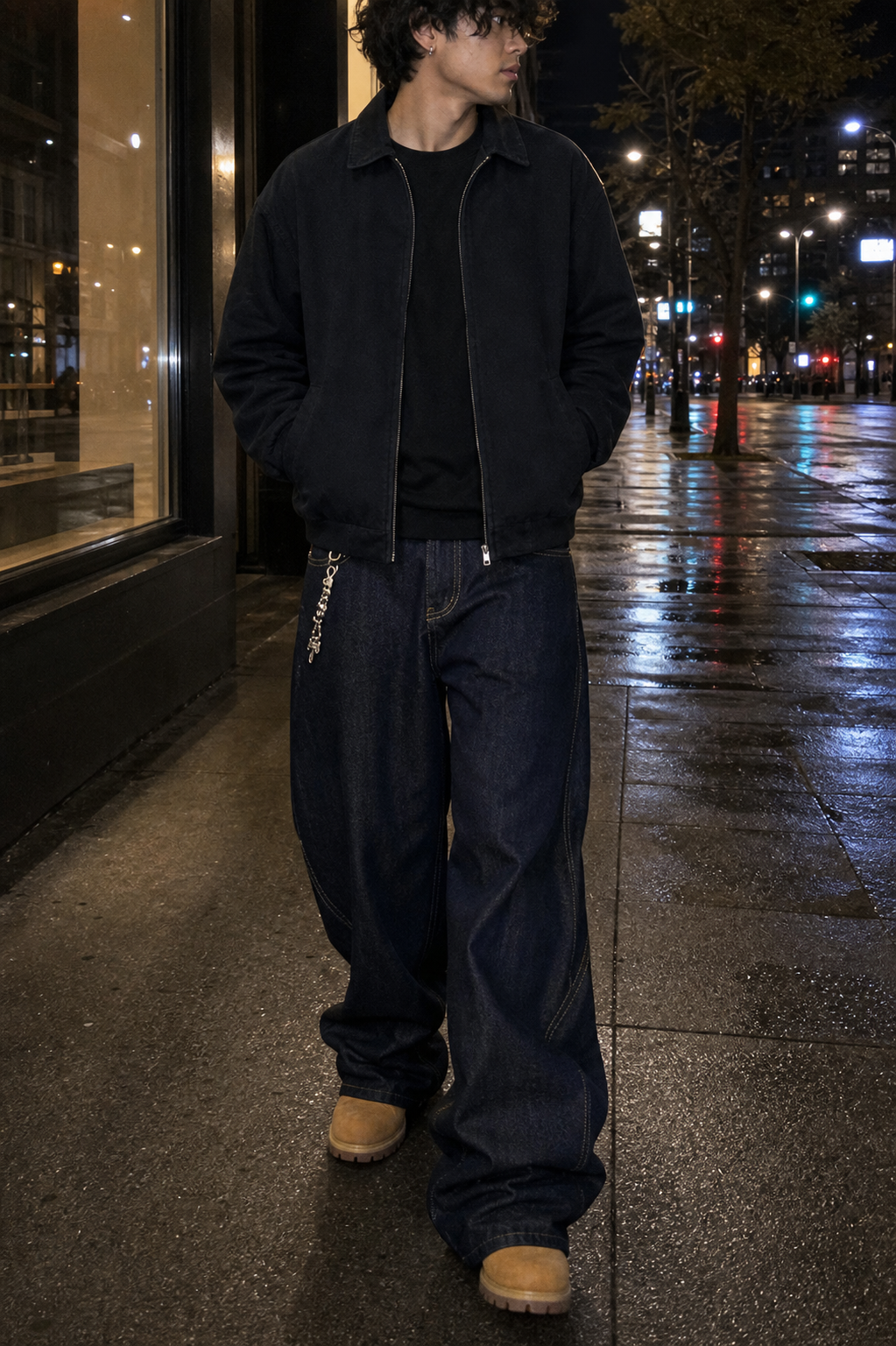 Midnight Circuit Wide Denim Jeans UGC showcase 5