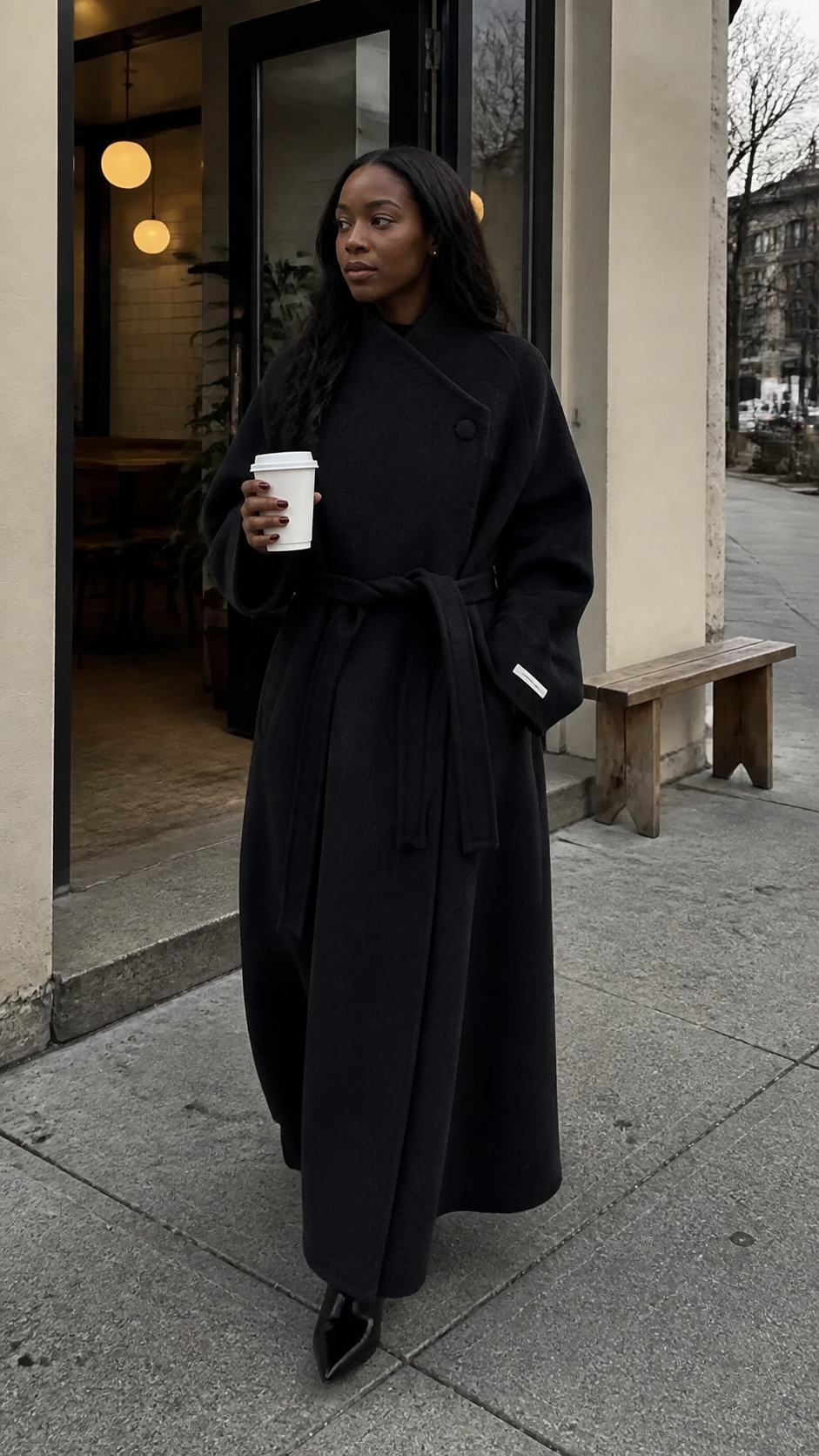 Midnight Guardian Wrap Wool Coat showcase 1