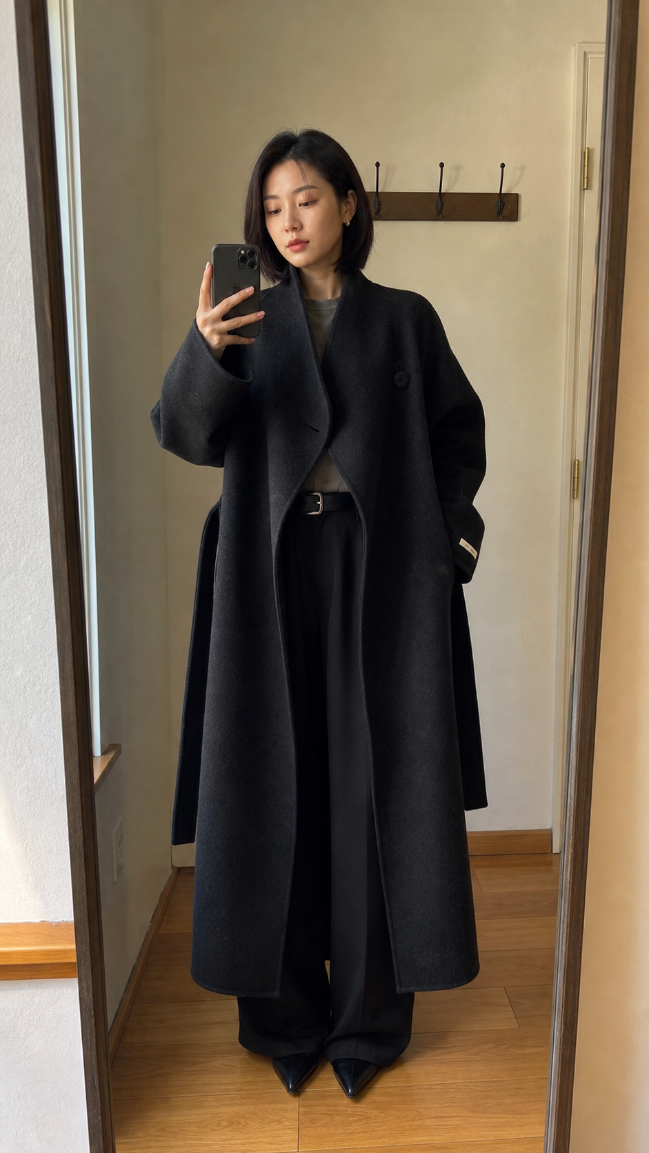 Midnight Guardian Wrap Wool Coat showcase 2