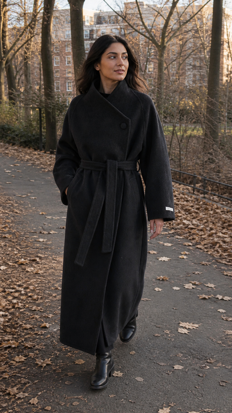 Midnight Guardian Wrap Wool Coat showcase 4
