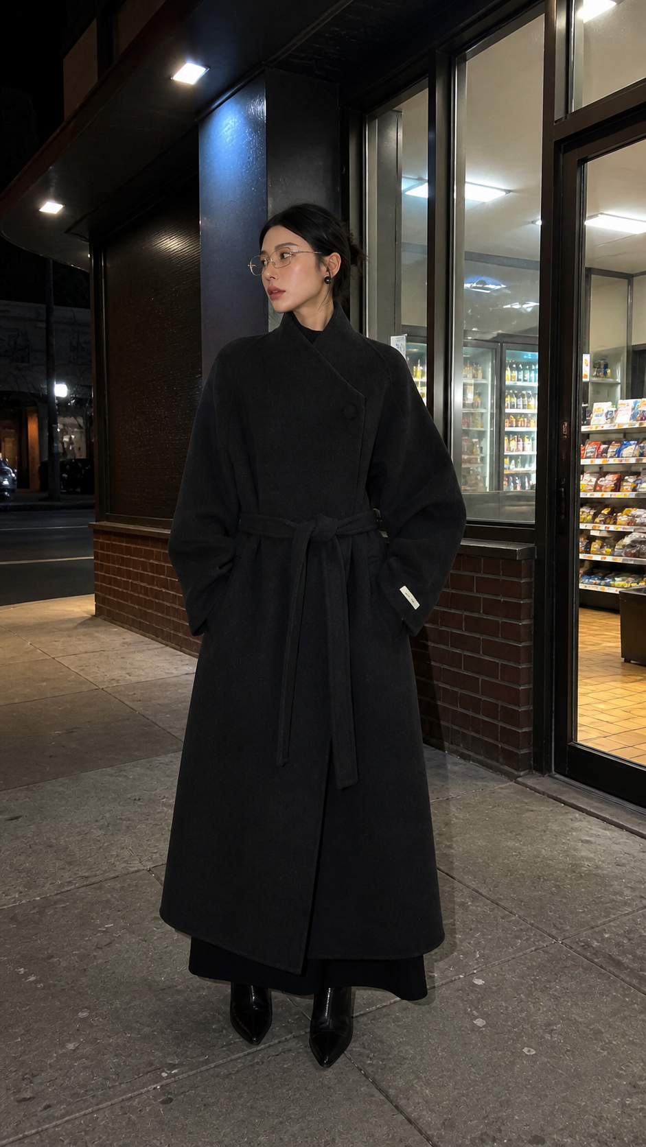 Midnight Guardian Wrap Wool Coat showcase 5