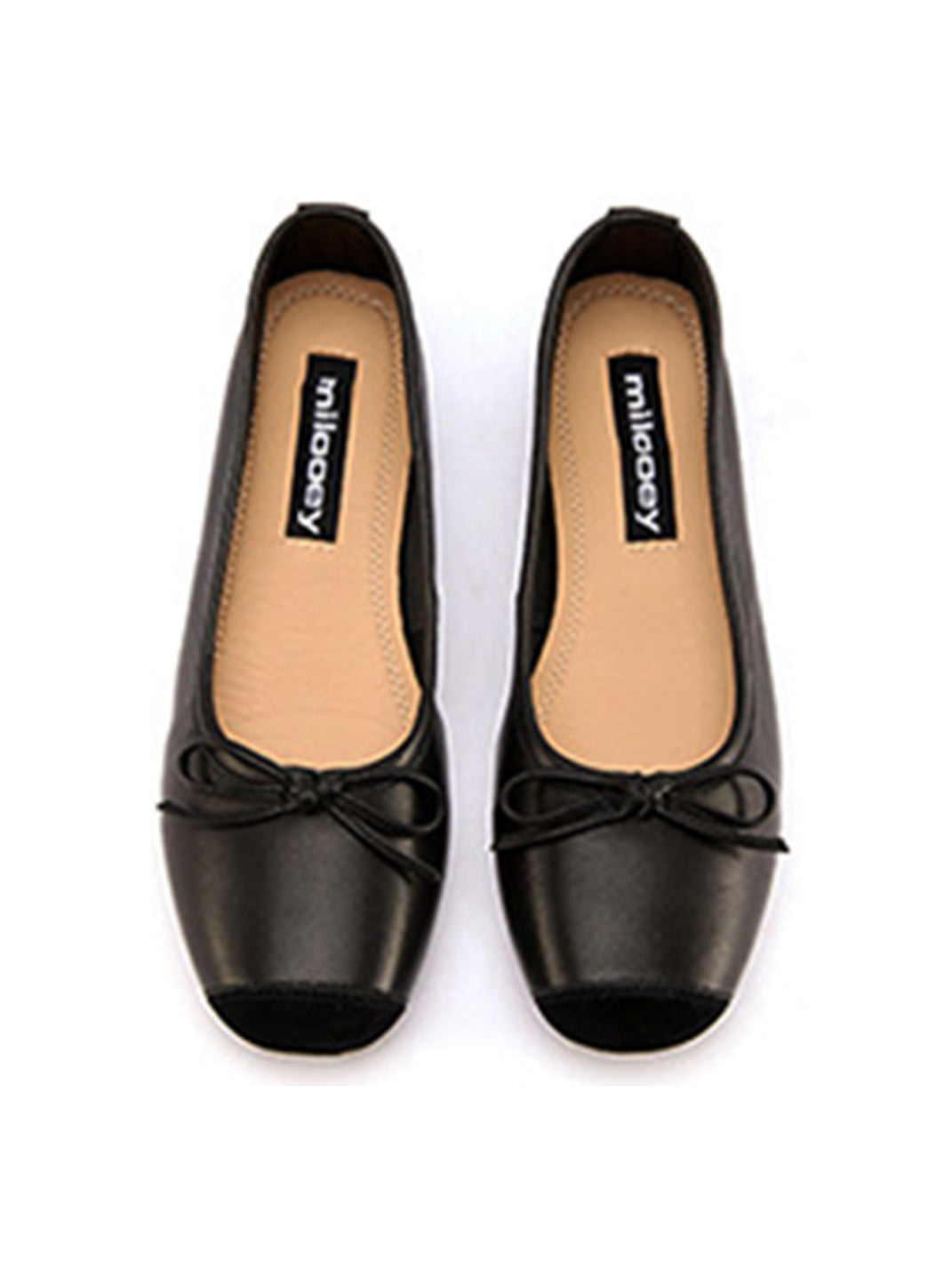 Bow-Trim Velvet Square-Toe Ballet Flats - View 11