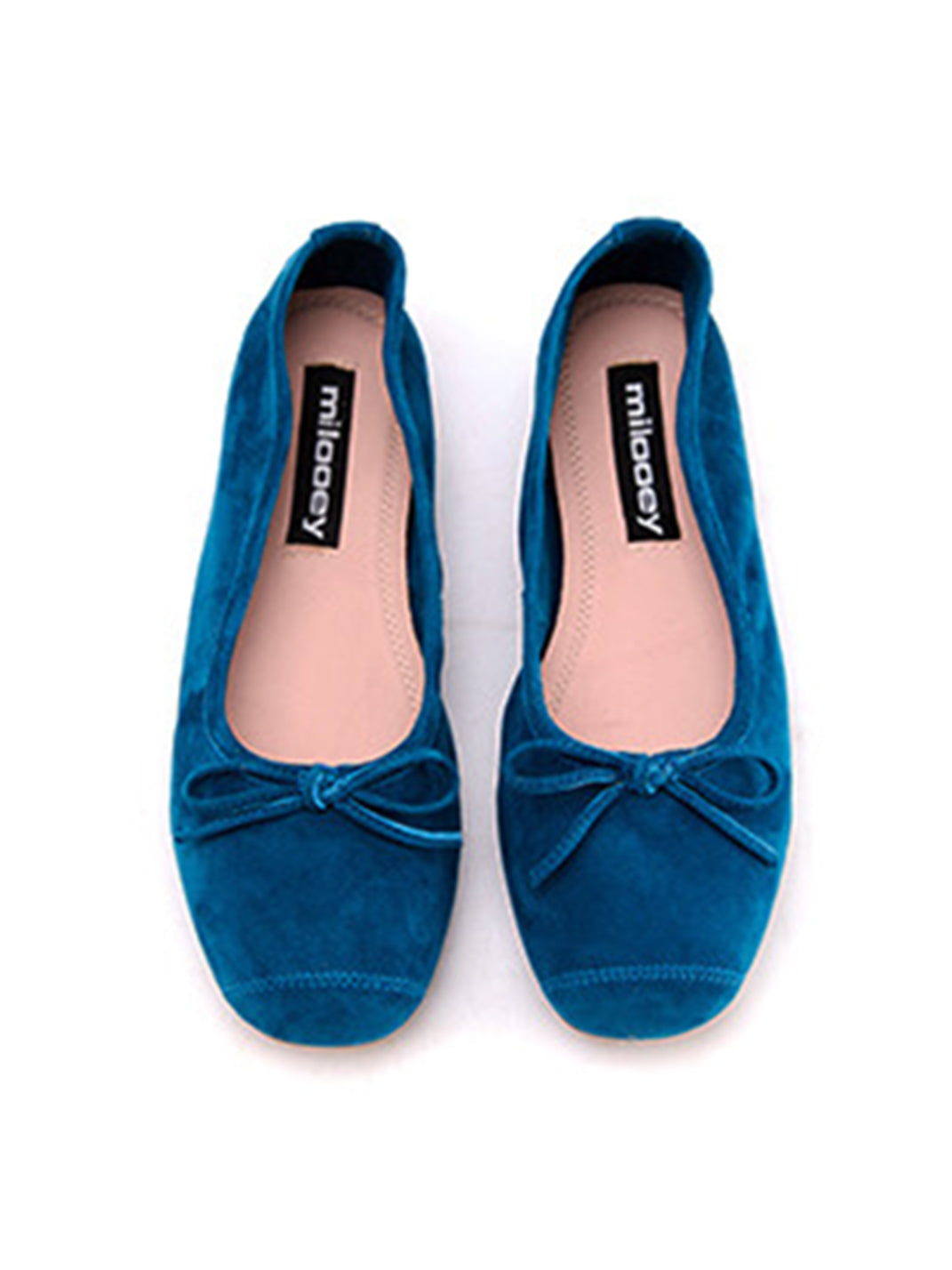 Bow-Trim Velvet Square-Toe Ballet Flats - View 32