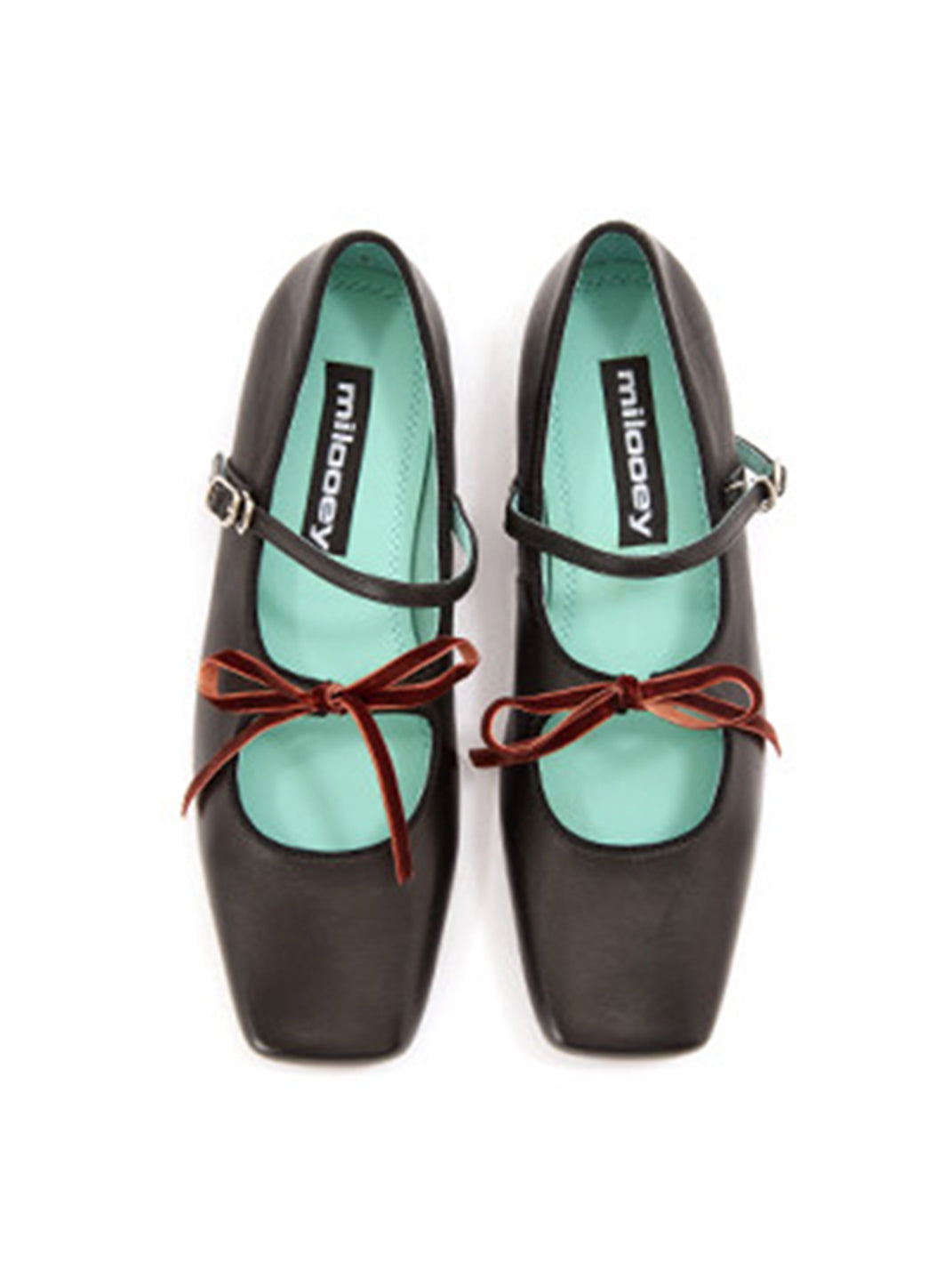 Metallic Double-Strap Square-Toe Ballet Flats - View 6