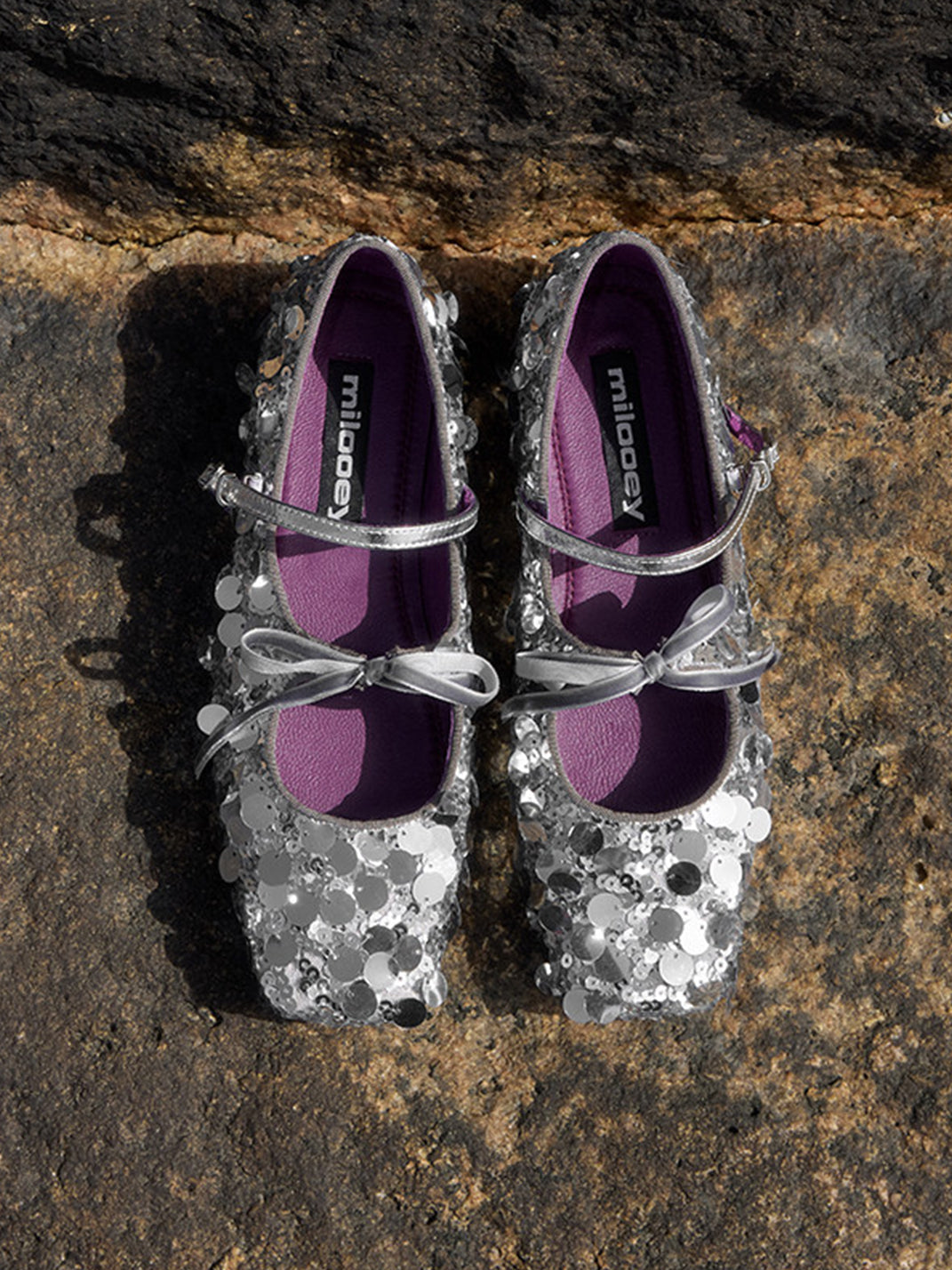 Metallic Double-Strap Square-Toe Ballet Flats - View 18