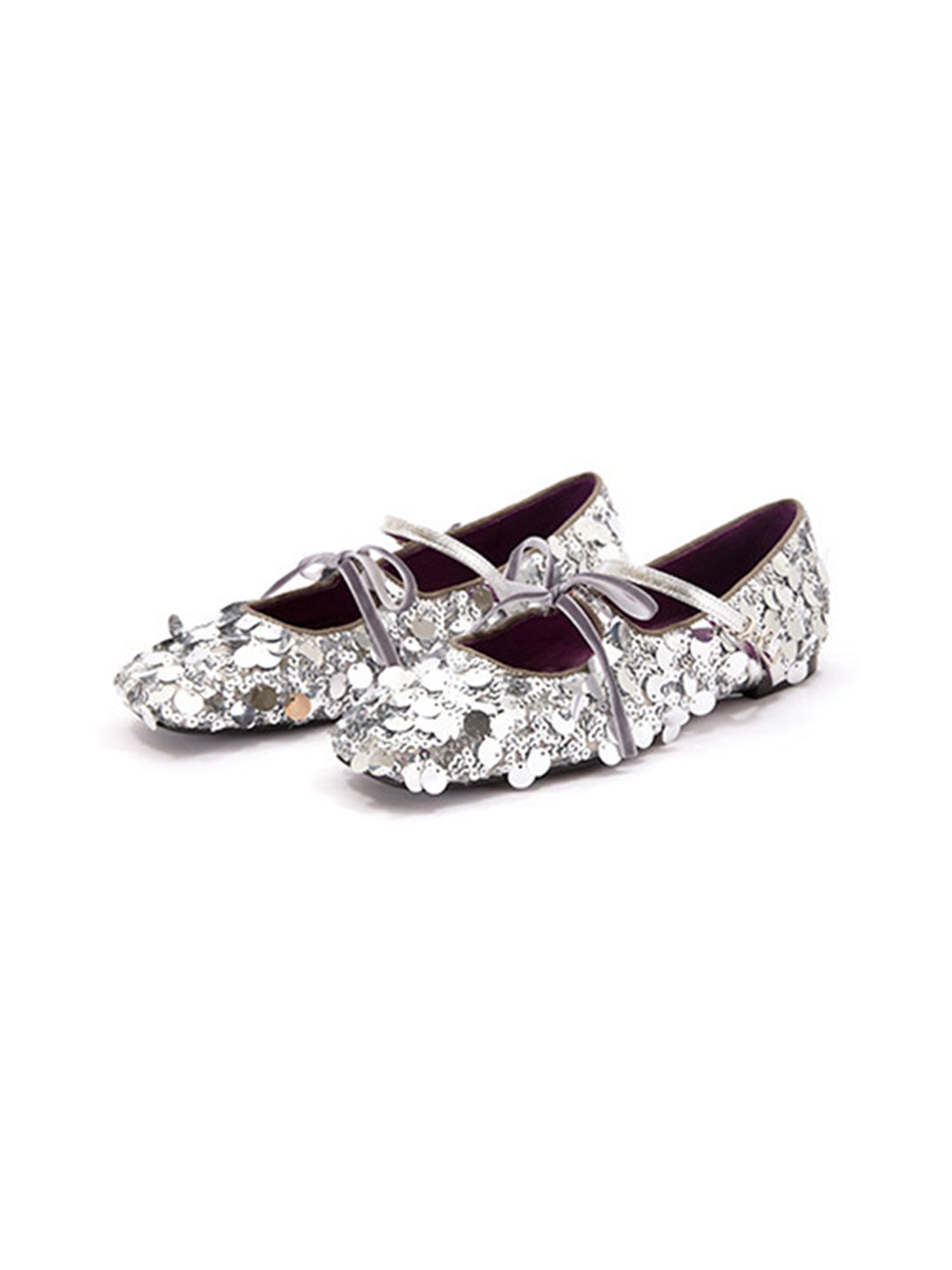Metallic Double-Strap Square-Toe Ballet Flats - View 19