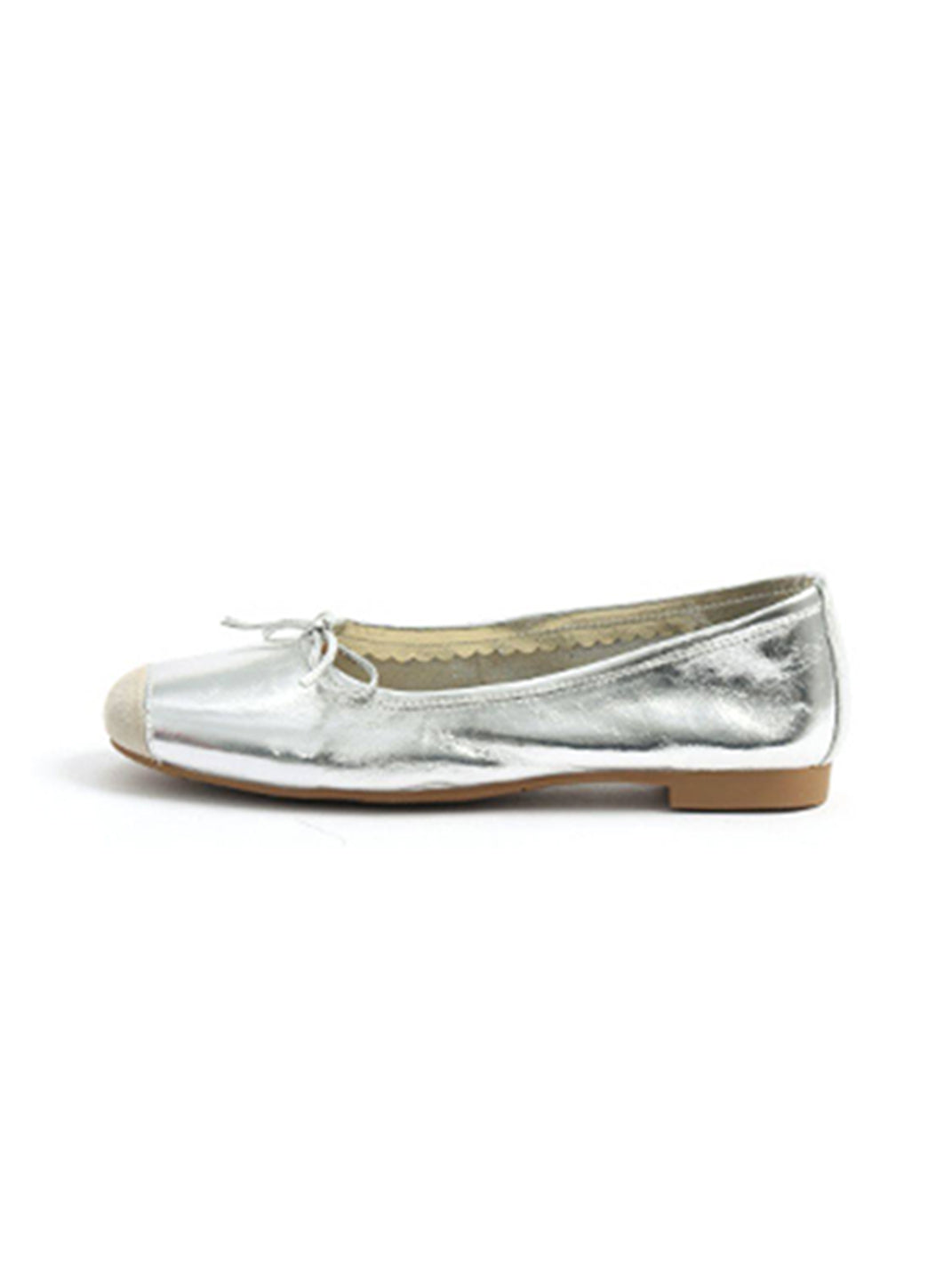 Square-Toe Metallic Bow Ballet Flats