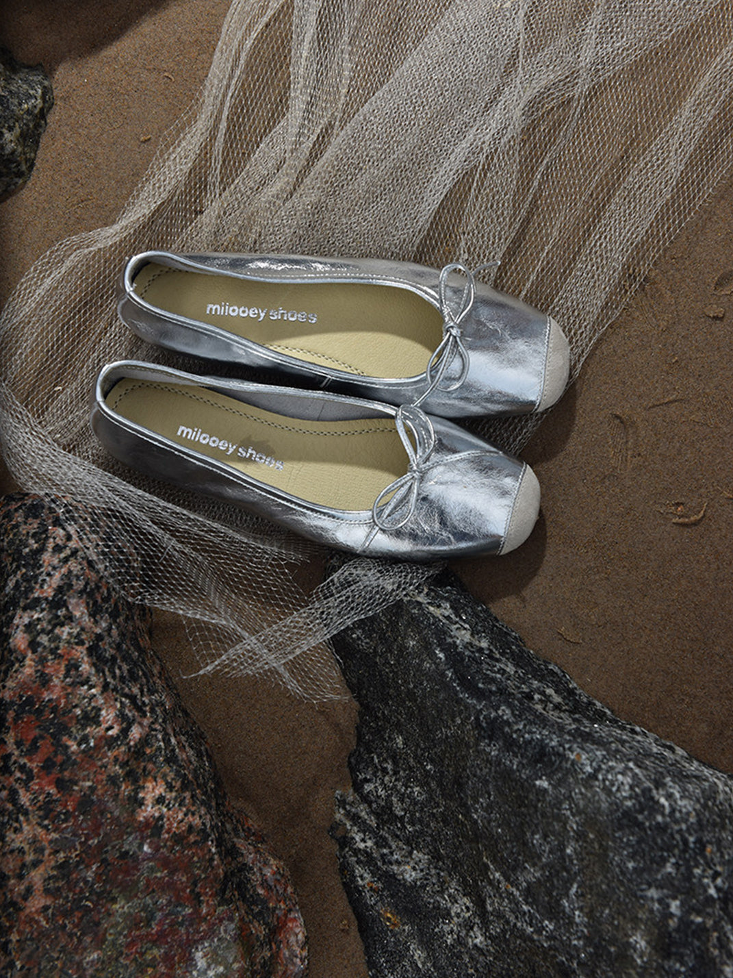 Square-Toe Metallic Bow Ballet Flats - View 4
