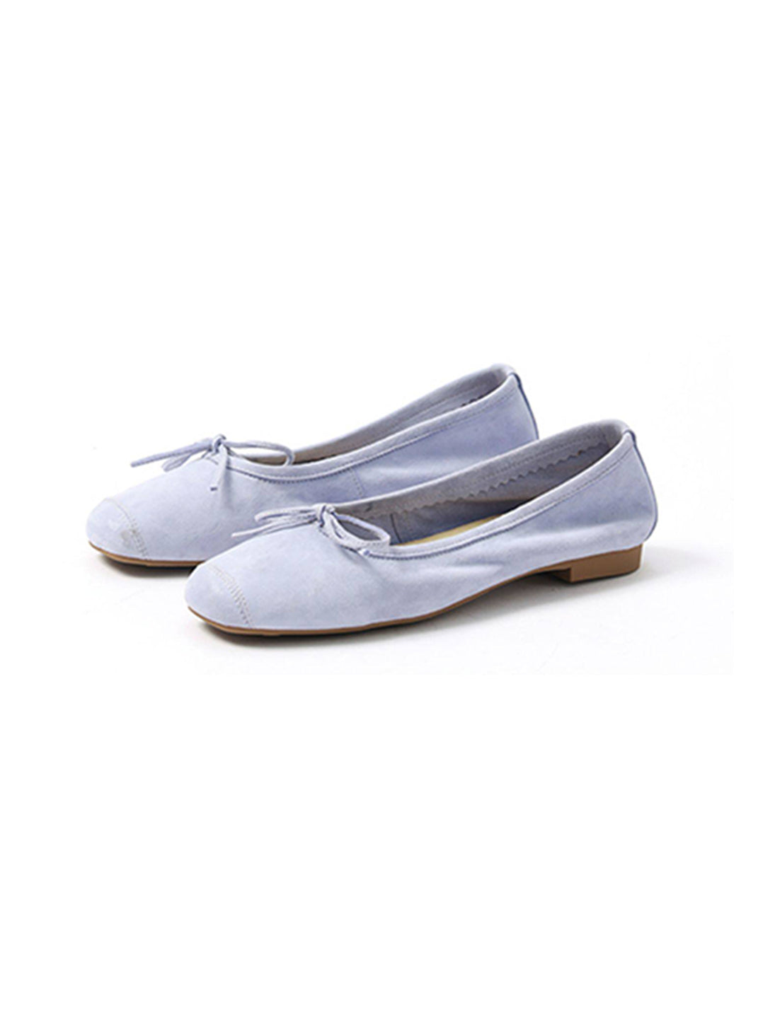 Square-Toe Metallic Bow Ballet Flats - View 17
