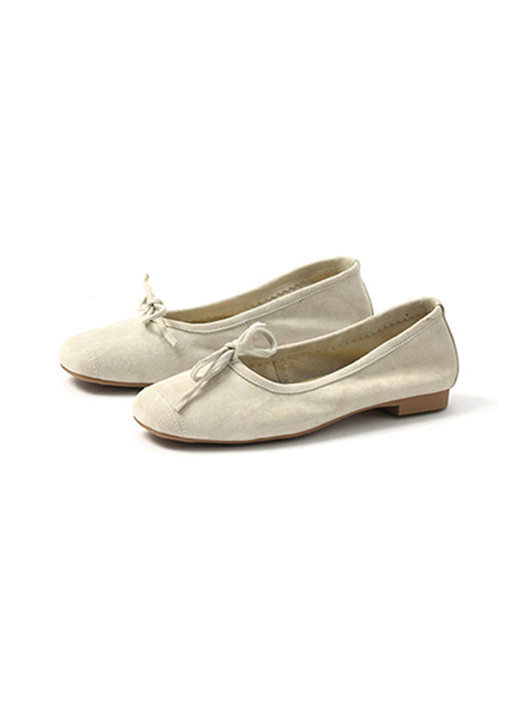 Square-Toe Metallic Bow Ballet Flats - View 18