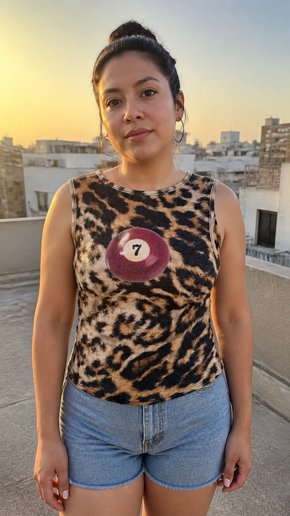 Mixed-Print Fitted Knit Tank Top Leopard 7-ball natural UGC showcase 3