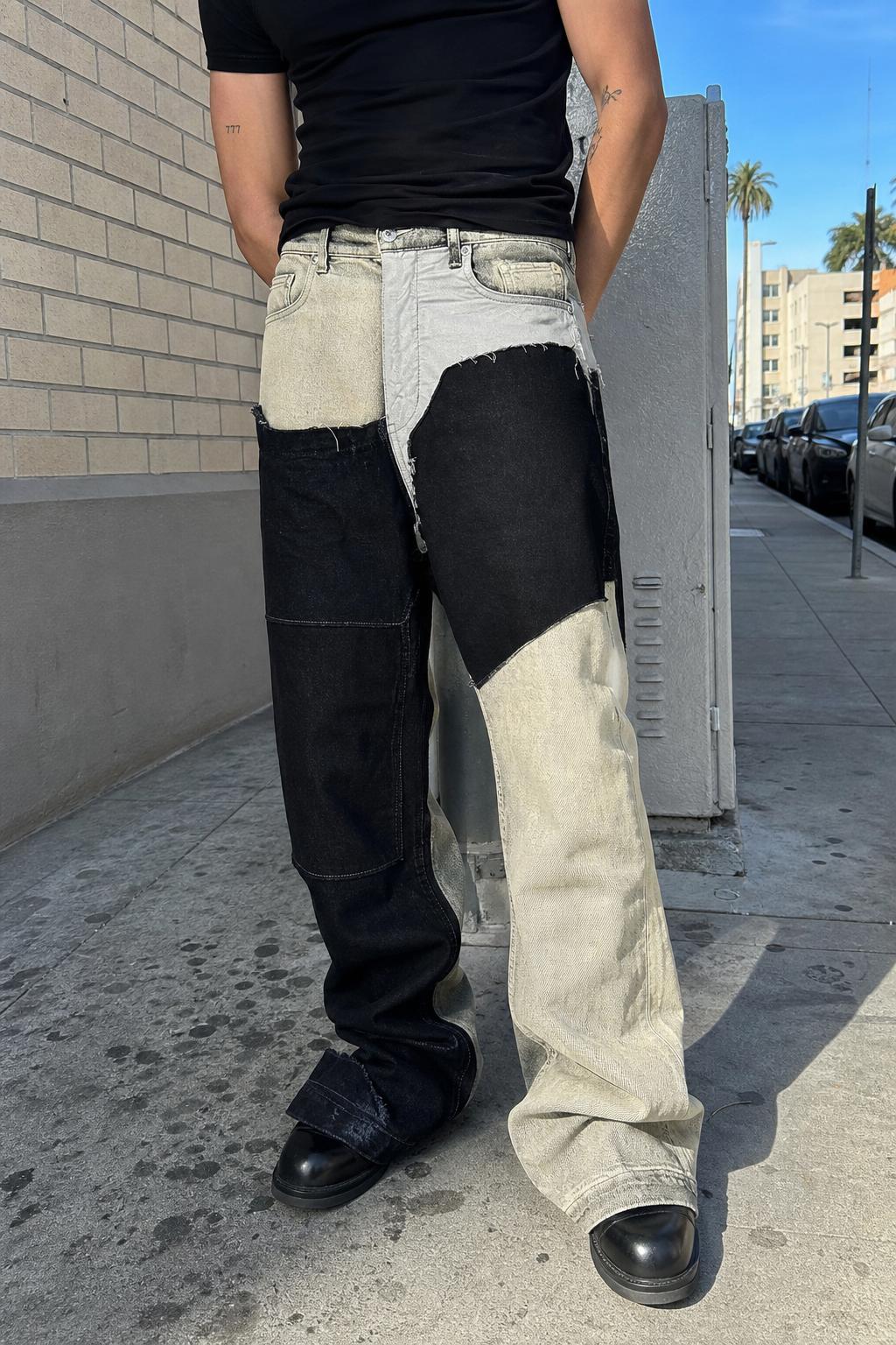 Monochrome Patchwork Wide Jeans UGC showcase 1