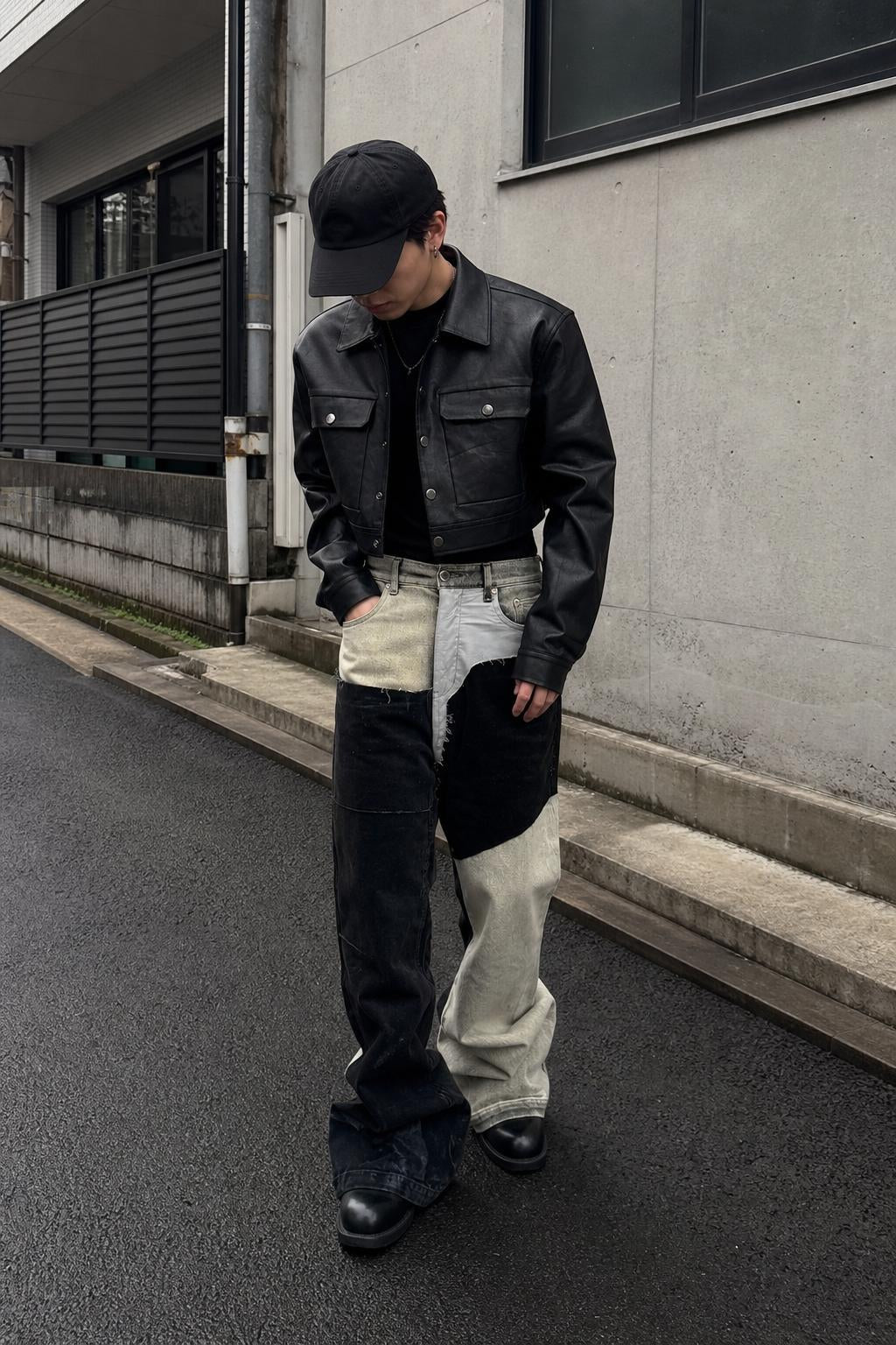 Monochrome Patchwork Wide Jeans UGC showcase 2