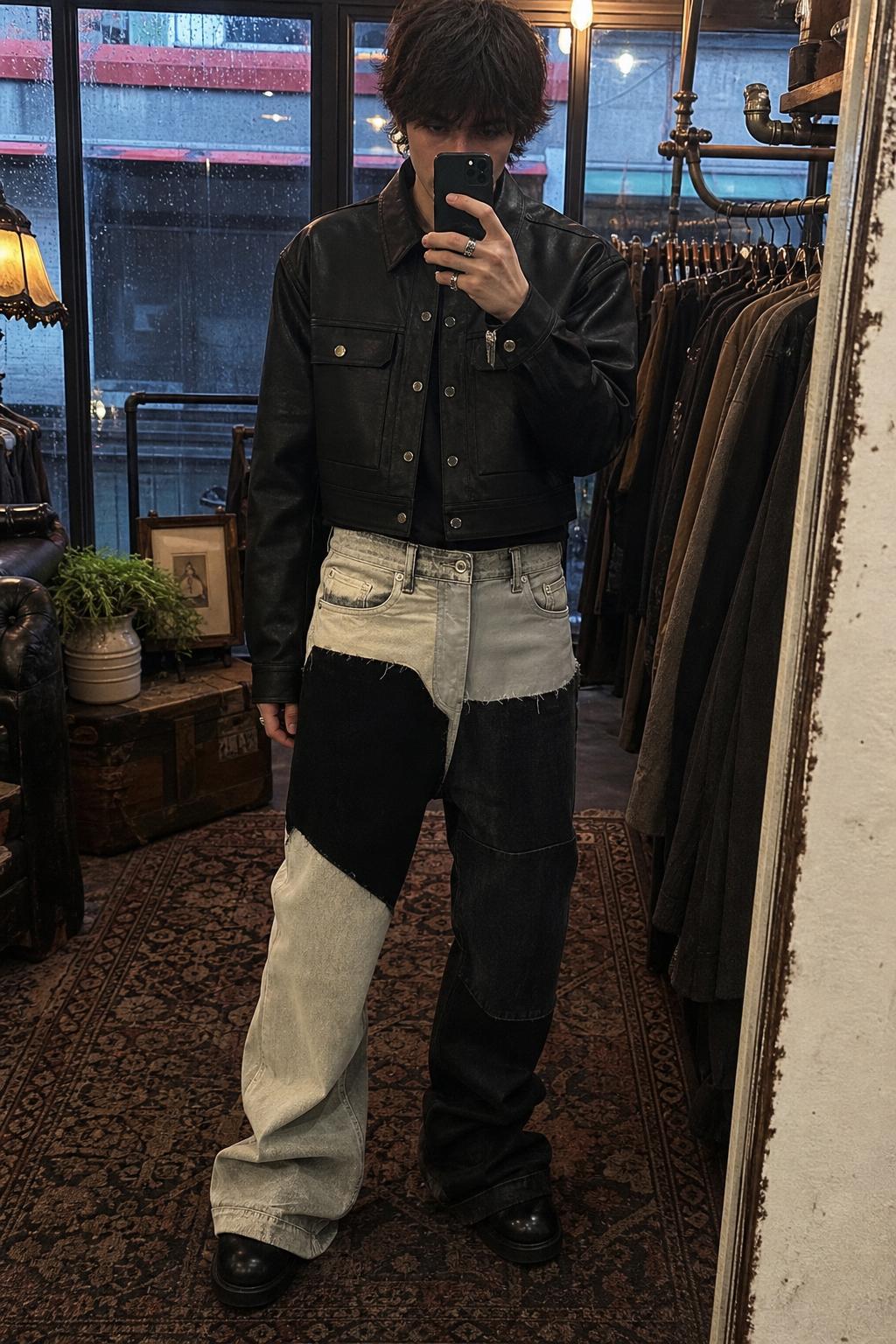 Monochrome Patchwork Wide Jeans UGC showcase 3