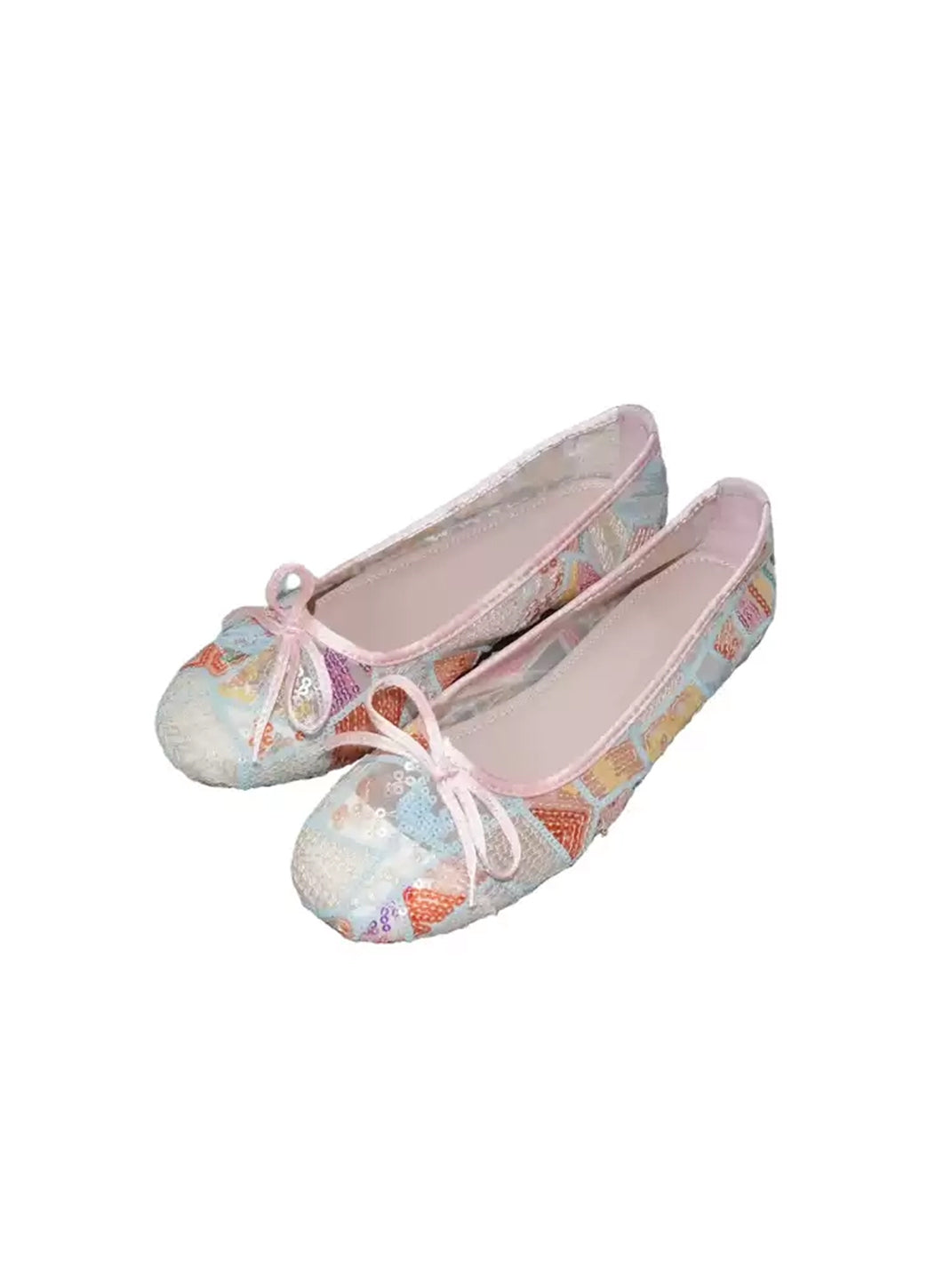 Floral-Mesh Bow Ballet Flats